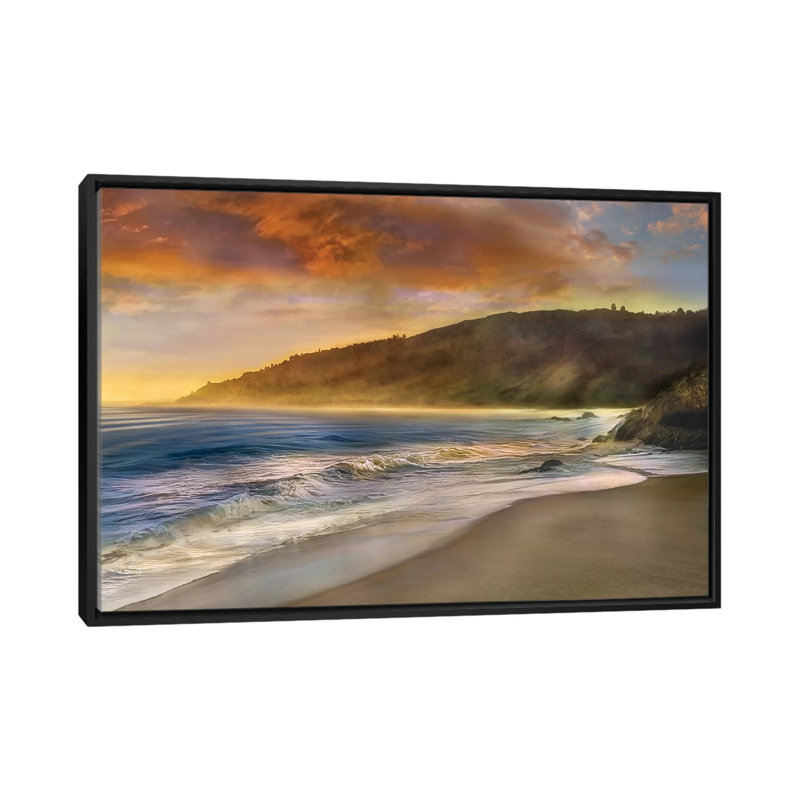 " Malibu Sun " by Mike Calascibetta, Black Framed Canvas, No Mat, 32" H x 48" W x 1.5" D