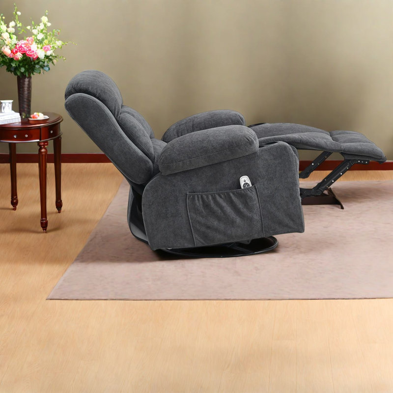 Fauteuil inclinable pivotant à 60°, tissu gris, chaise de maison moderne et réglable