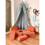 Élégant canapé-lit 2 places, orange | Tissu 100% polyester, dimensions: 55,1 po x 18,1 po x 27,6 po | Coussins en mousse confortables (épaisseur: 4,5 po et 2 po) | Parfait pour les petits espaces, conception polyvalente pour le salon et la chambre d'amis-2011915446