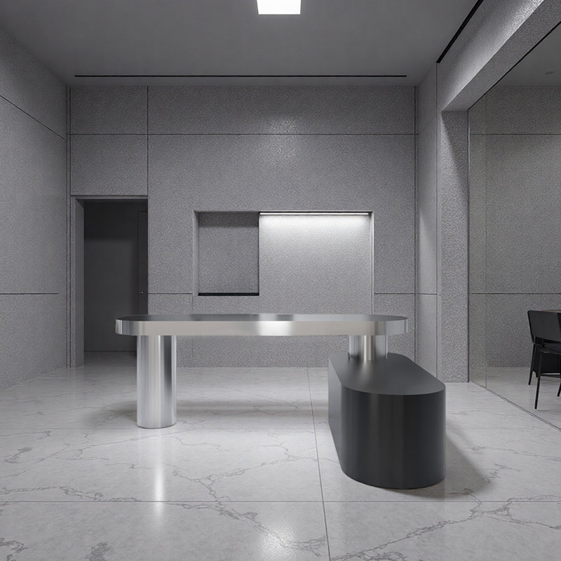 Table de présentation en acier inoxydable pour magasin de vêtements