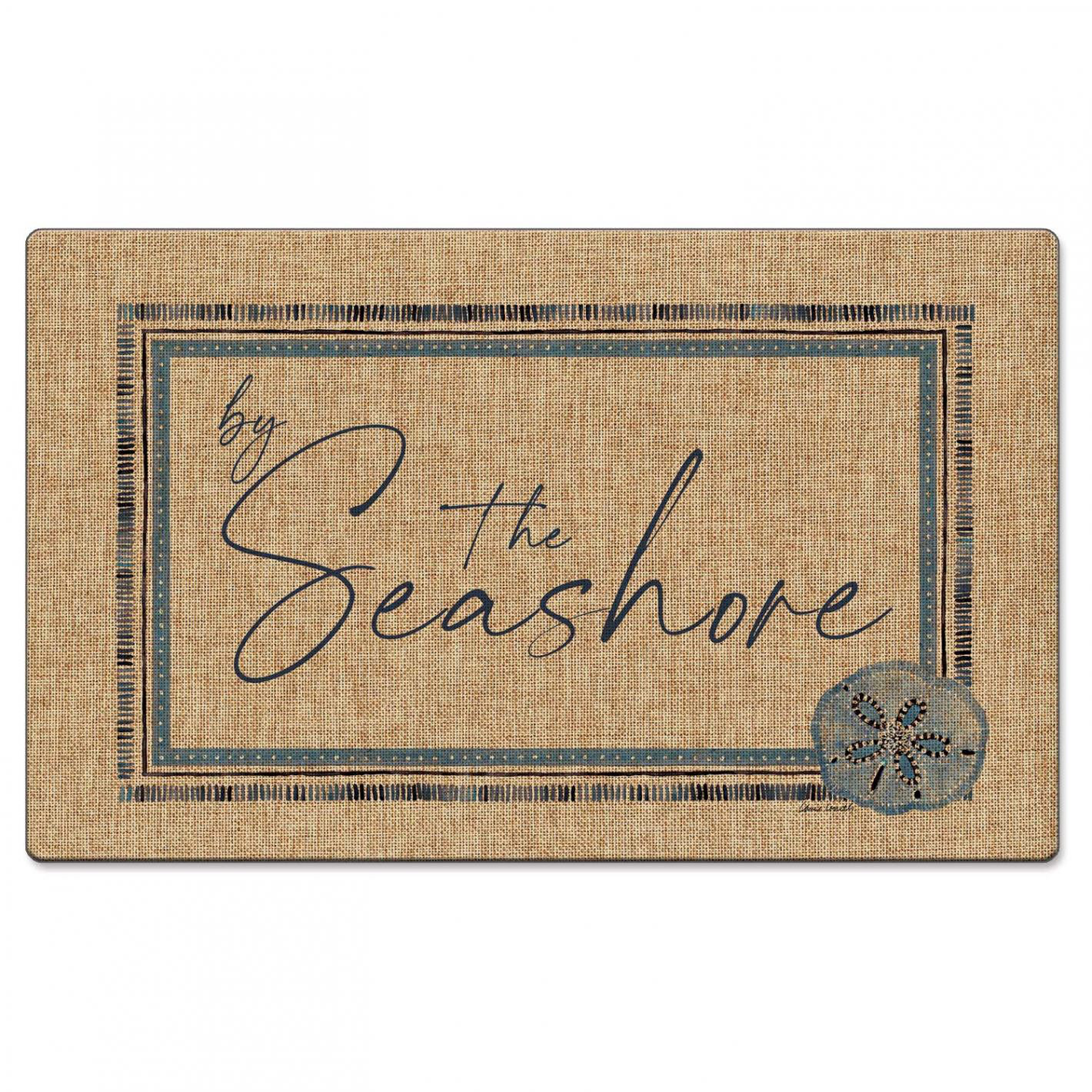 CounterArt Indigo Coastal Linen Look Indoor/Outdoor Floor Mat | Wayfair