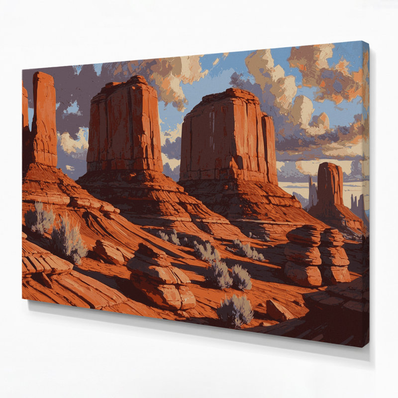 Art mural sur toile, "Sud-ouest des paysages rocheux 129" rose, H 11 po x l 14 po