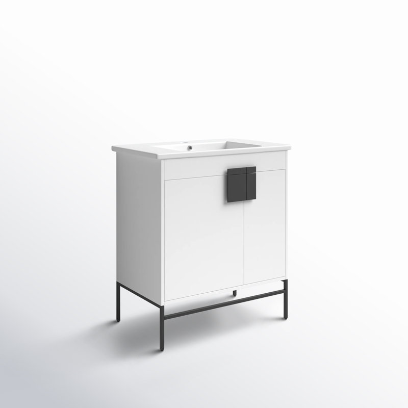 Ensemble de meuble-lavabo simple 30 po Maisie, Noir mat, Peint blanc mat