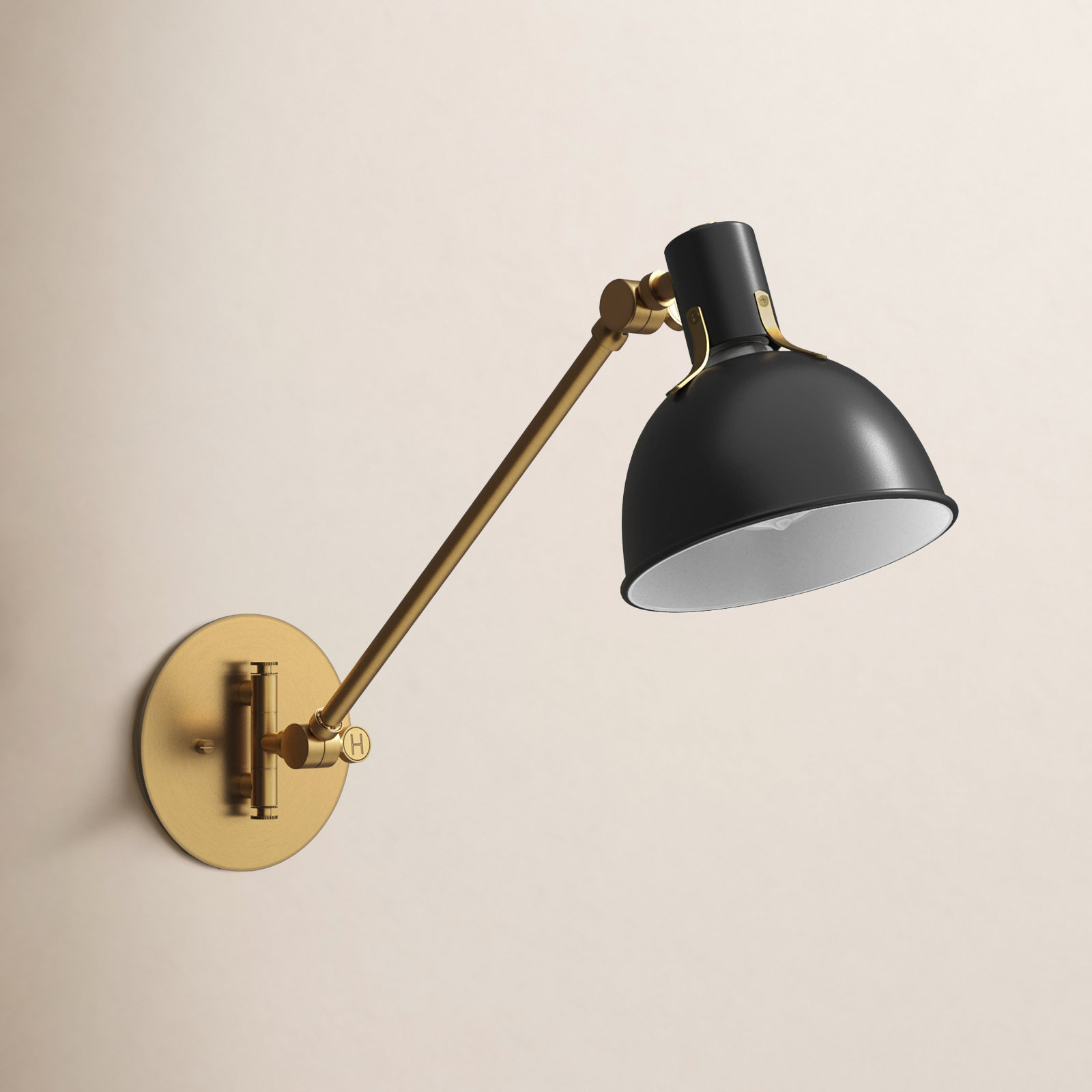 Mildura Single Light Dimmable Swing Arm Sconce, Satin Black