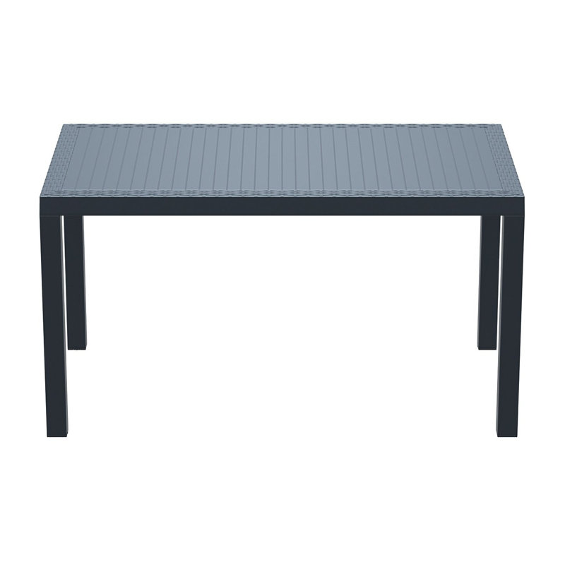 Resin Slatted Outdoor Dining Table, Dark Gray, 31.5" W x 55" x 29" H