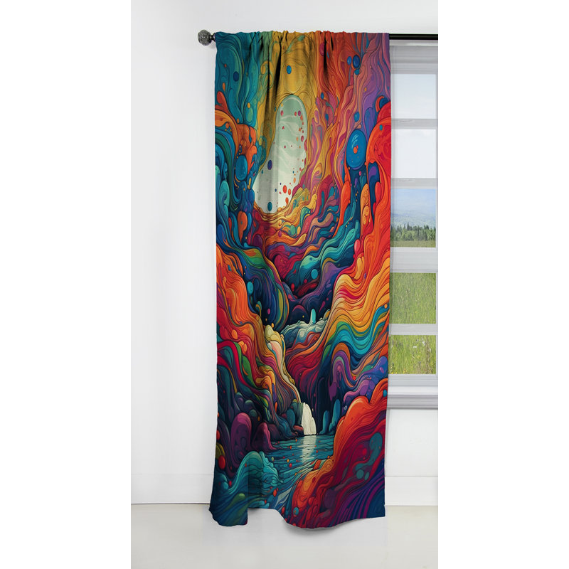 Chantay - Rideau Modern Waves - Rideau abstrait occultant - 1 panneau, L 52 po x L 63 po