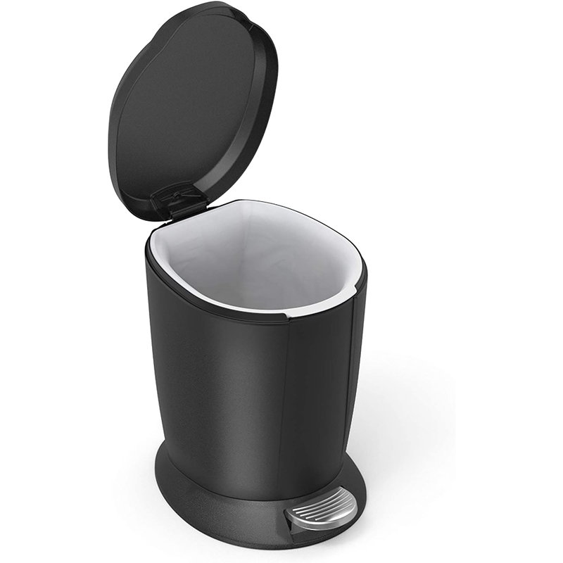 Shali Step On Kitchen Rubbish Bin - 0.42 L, Black/Silver