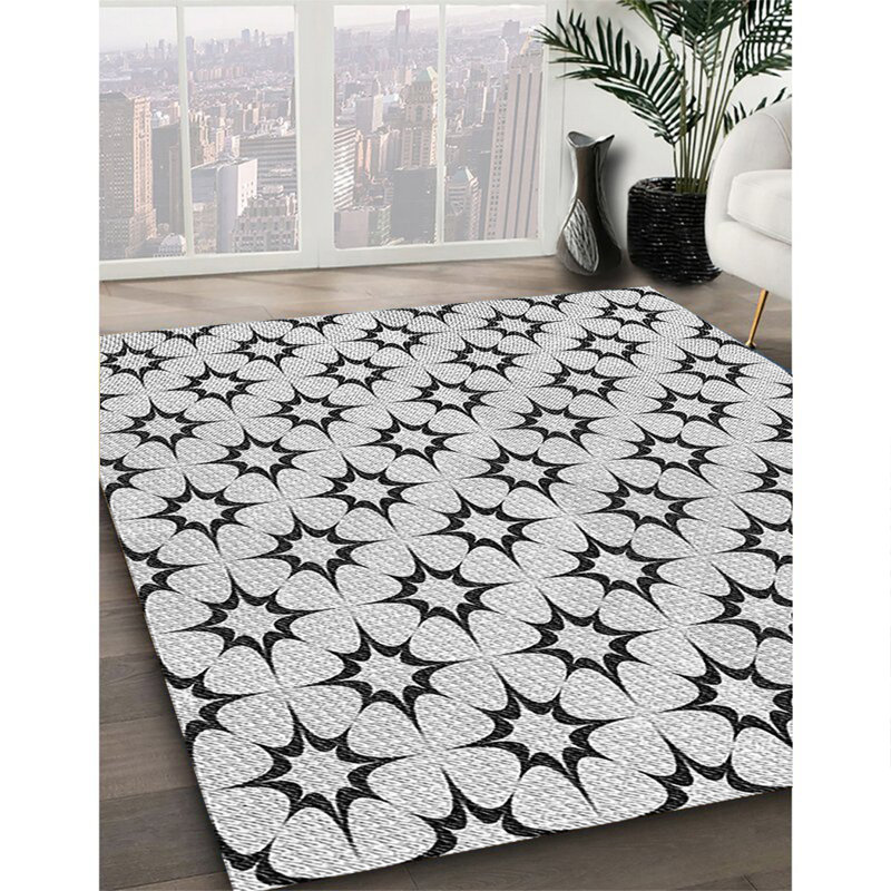 Tapis gris tissé à la machine, Carré 8 pi x 8 pi