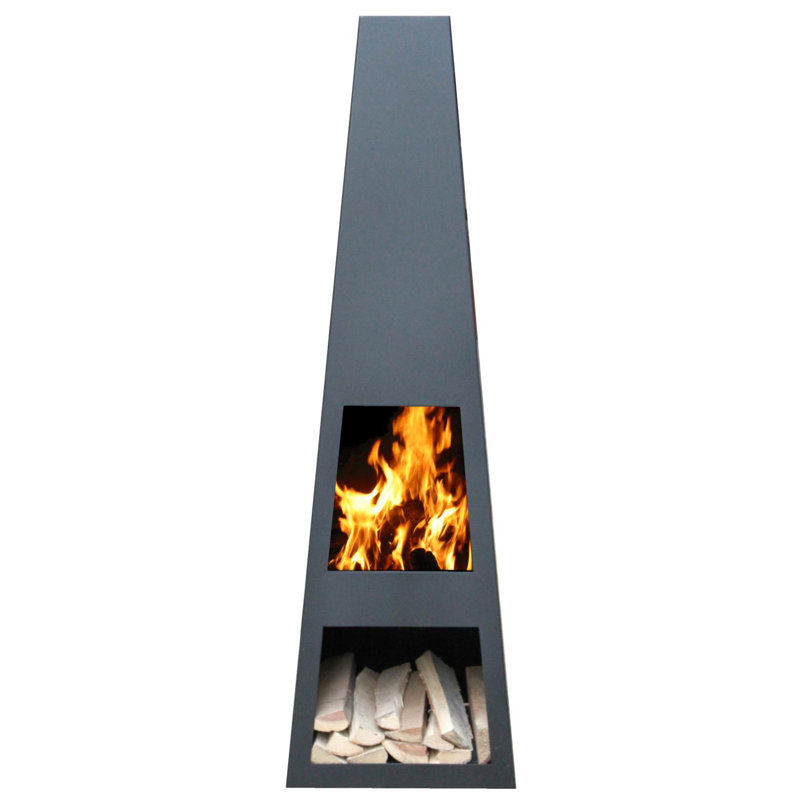 Rizzi Steel Wood Burning Smokeless Chimnea, 122 cm H x 37 cm W x 37 cm D, Black