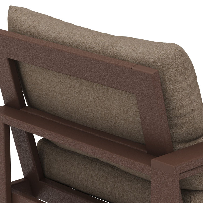 Chaise gauche modulaire POLYWOOD® Edge, Toile de jute épices, Acajou