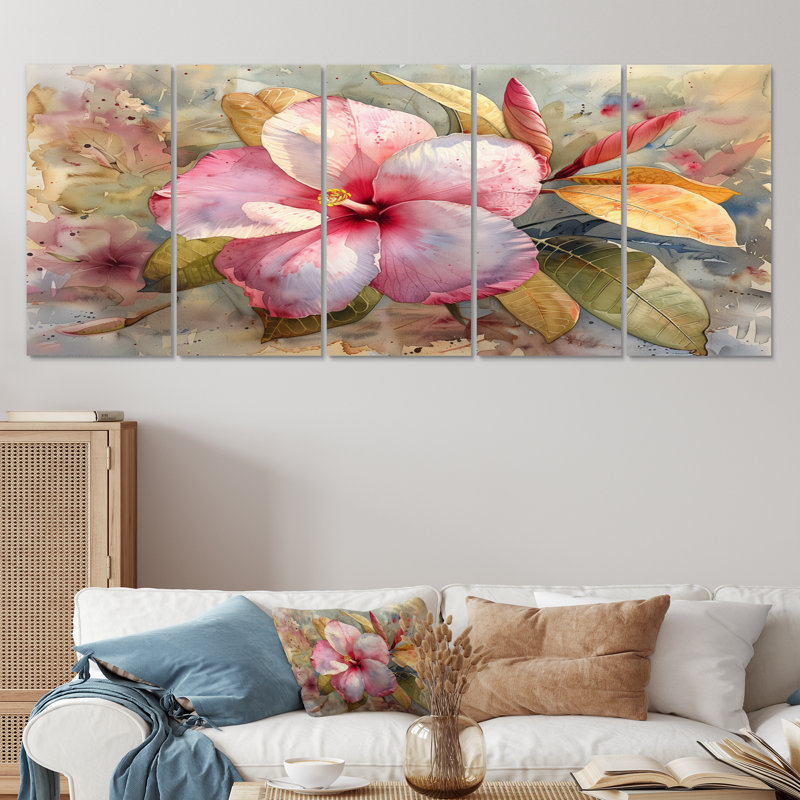 Soren - Plumeria, ensemble d'art sur toile, H 28 po x l 60 po