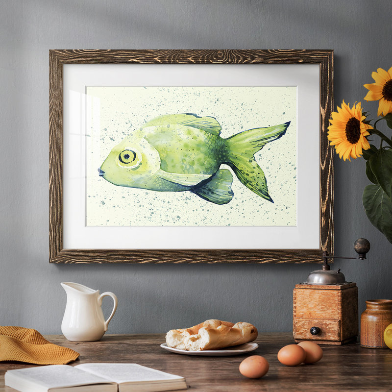 " Speckled Freshwater Fish I ", 22" H x 32" W x 1.5" D, Walnut