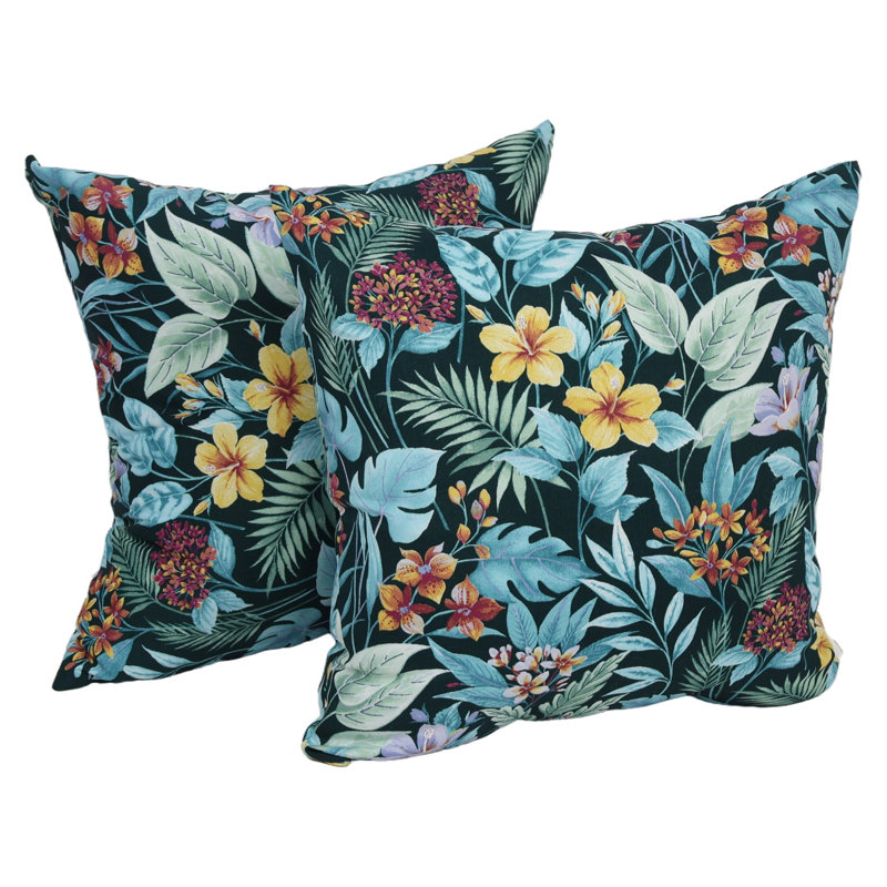 Outdoor Reversible Throw Pillow, Carena Teal, 25" H x 25" W
