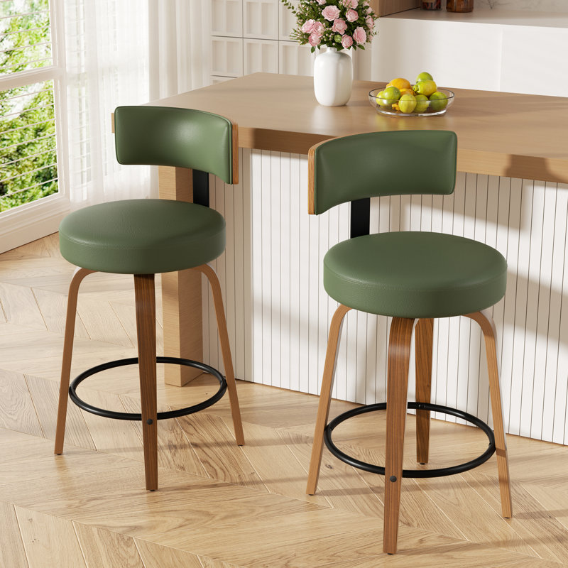 Tabouret de bar pivotant chic en cuir pour un confort et un style ultimes, Vert