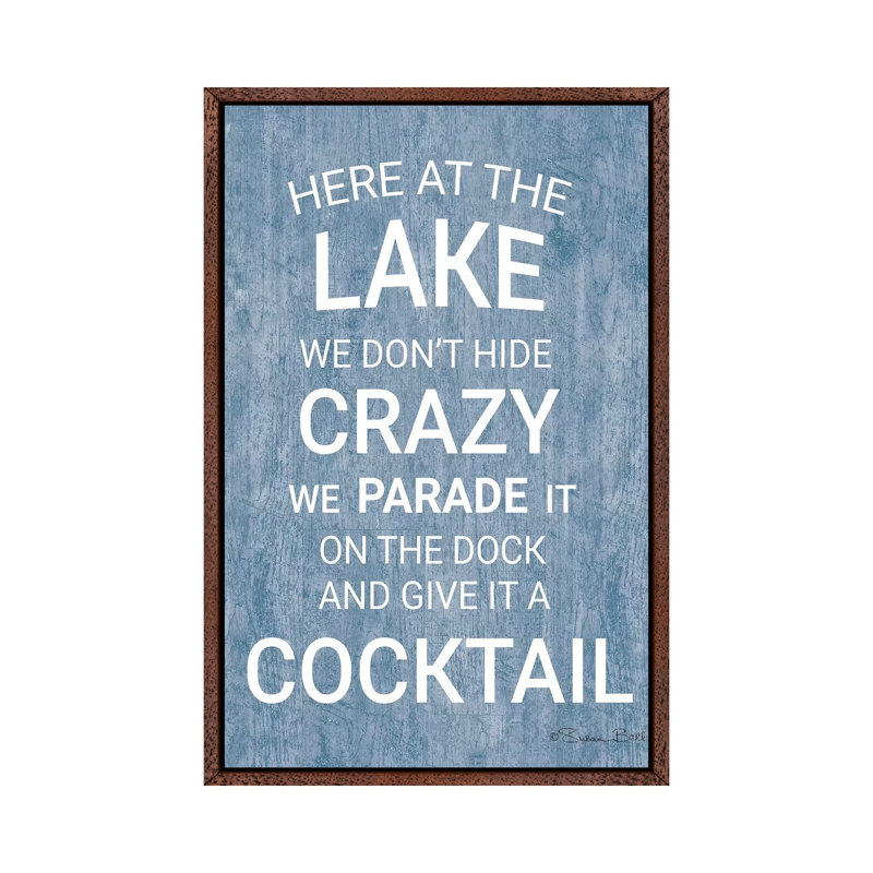At The Lake - Print on Canvas, 66.04cm H x 45.72cm W x 3.81cm D, Classic Brown Wood Floater Framed