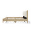 Structure de lit très grand en bois naturel avec tête de lit tapissier blanche, aucun sommier requis-219008116