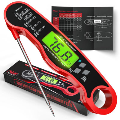 Instant Read Digital Meat Thermometer Red