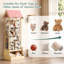 Tour de rangement 2 en 1 en bois massif pour peluches, avec toit en forme de maison, organisateur de jouets peu encombrant avec base cubique robuste pour salle de jeux, chambre d'enfant ou chambre à coucher