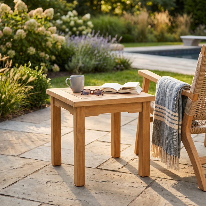 Table d'appoint extérieure en teck 20" x 20"