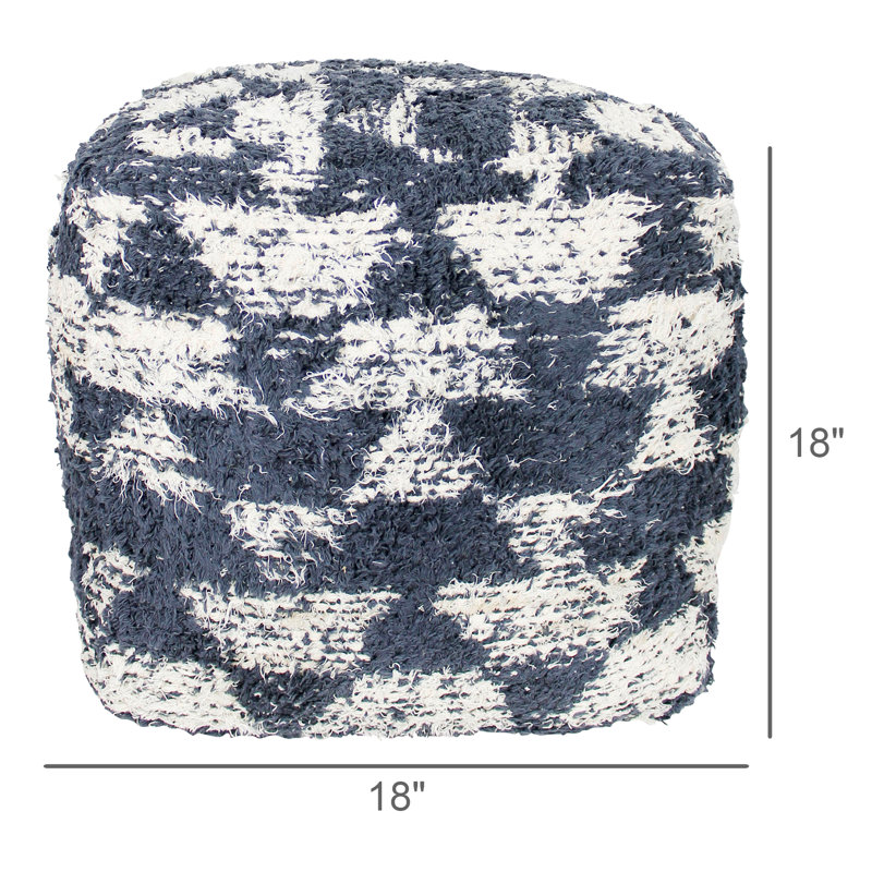 Repose-pieds rembourré Coltun, Bleu / beige 100% coton