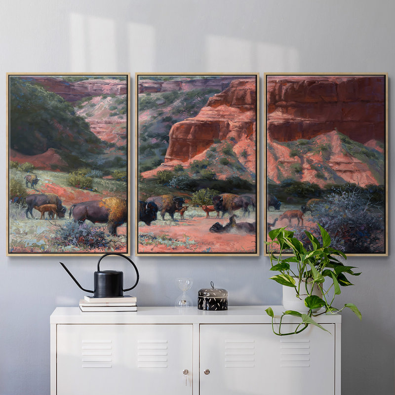 Caprock Canyon - Toile encadrée multi-pièces, H 40 po x l 78 po, Encadré naturel