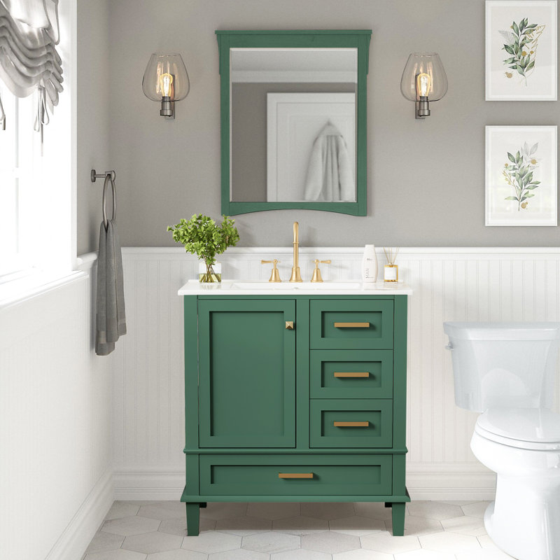 Ensemble de meuble-lavabo de salle de bain avec lavabo, Vert