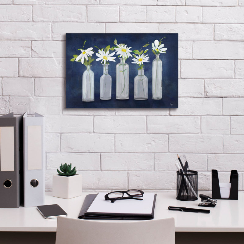  «Daisies In A Row» par Mollie B., art mural sur toile, 18 po x 12 po