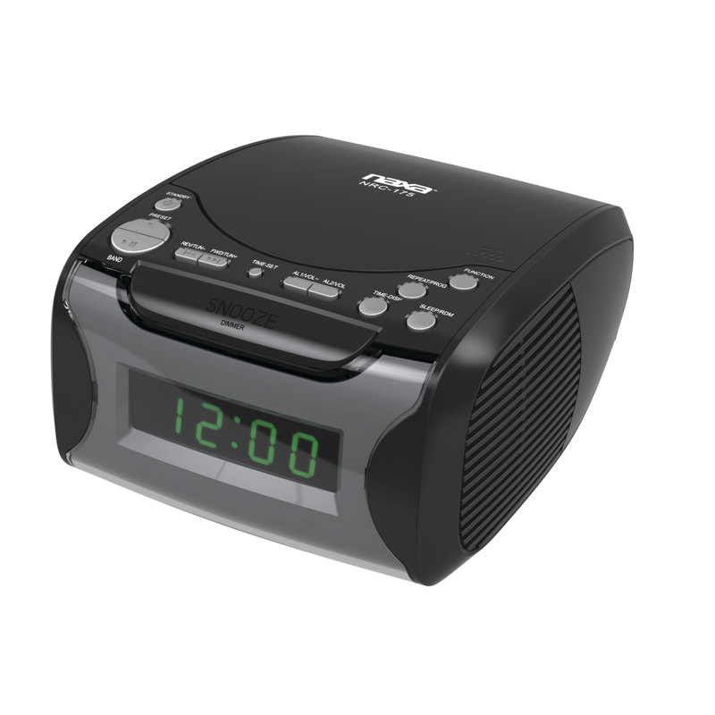 No Style Digital Plastic / Acrylic Radio Clock Tabletop Clock with Alarm in Black