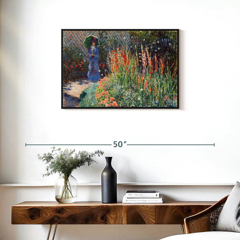Lit à fleurs arrondi 1876, Cadre flottant noir, 31 po x 21 po