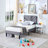 Aldora (Set of 2) Gray Twin Size Upholstered Platform Bed Frame with Adjustable Headboard, No Box Spring Needed-1576754656