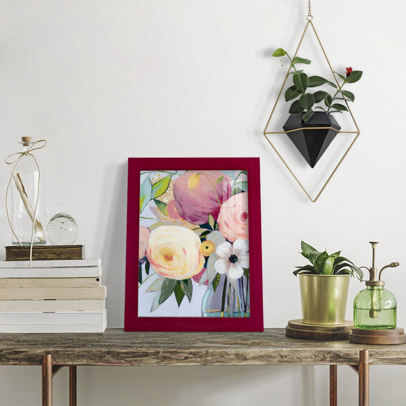 Georgia Bouquet I, encadré sur papier, Rouge, H 11 po x l 9 po x P 1 po