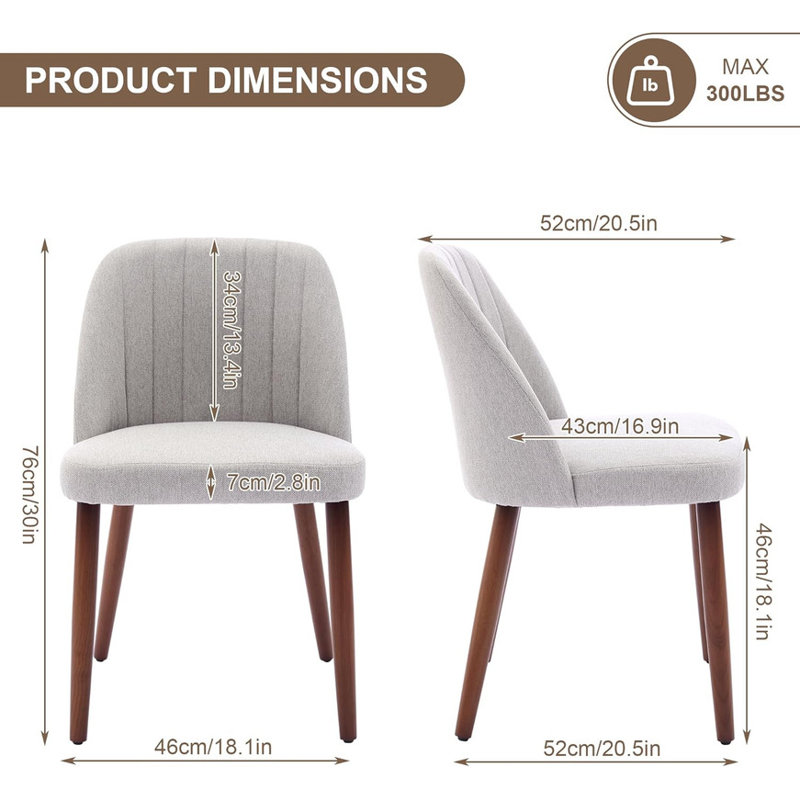 Dining Chairs Set of 2/4/6/8, Upholstered Fabric Side Chairs with Padded Seat, Gray, 8