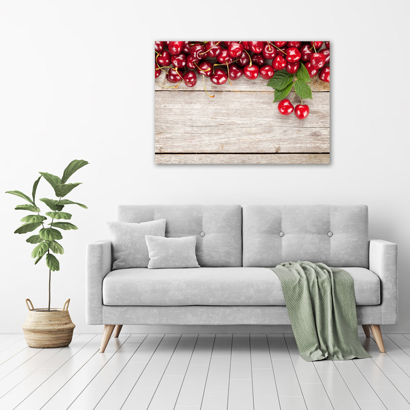 Cherries On Wood - Wrapped Canvas Print