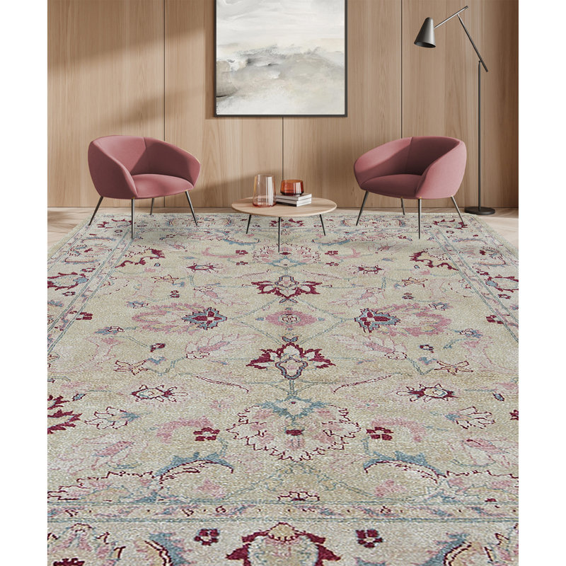 Hand-Knotted High-Quality Beige Area Rug