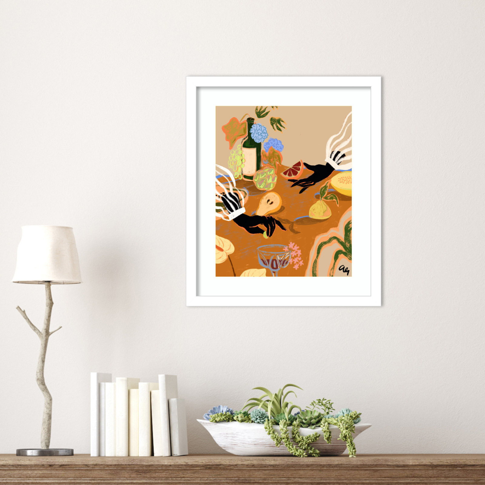 Oberon "Handful of Love (Fruit)" Print, White, 17" H x 15" W