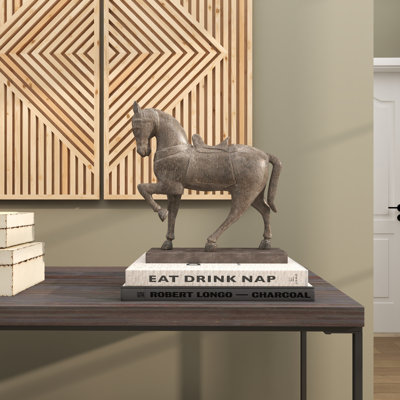 Sculpture cheval en polystone brun Wagnon