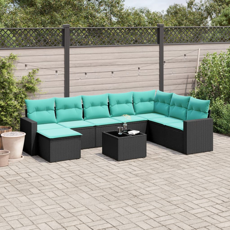 Ensemble de canapés de patio 9 pièces avec coussins 9 pièces, Sarcelle