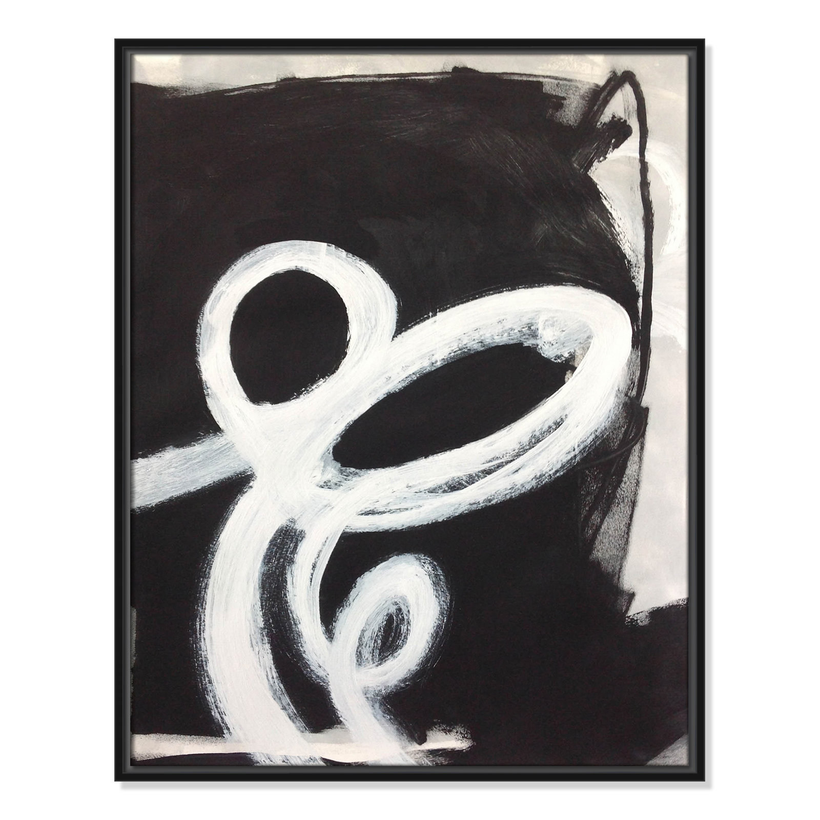 Bronte "Swirly Swirls II" Print, No Mat, 29.5" H x 23.5" W x 2" D, Black Floater Framed