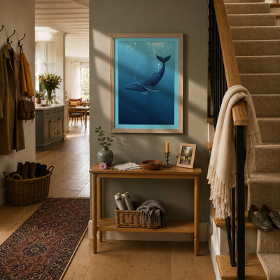 Whale in Open Water Coastal - Framed Print