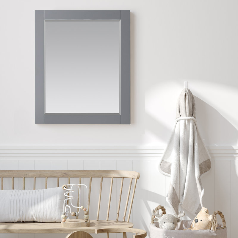 Ivy Wood Wall Mirror, Gray, 36" x 27.2"