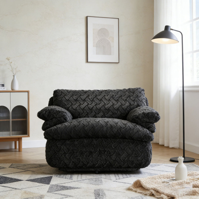 Canapé à compression avec pivot, Velours côtelé noir