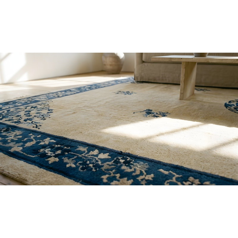 Antique Peking Chinese Medallion Beige 1920s Rug
