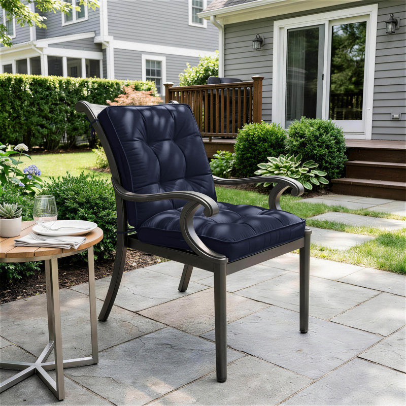 1 Piece Outdoor/Indoor High Back Chair Cushions, Available in 2 sizes, 21" W x 21" D, Navy