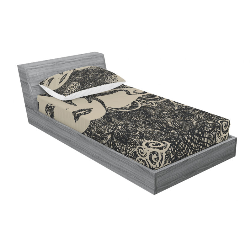Microfiber Abstract Sheet Set, Full/Double Sheet Set with Fitted Sheet