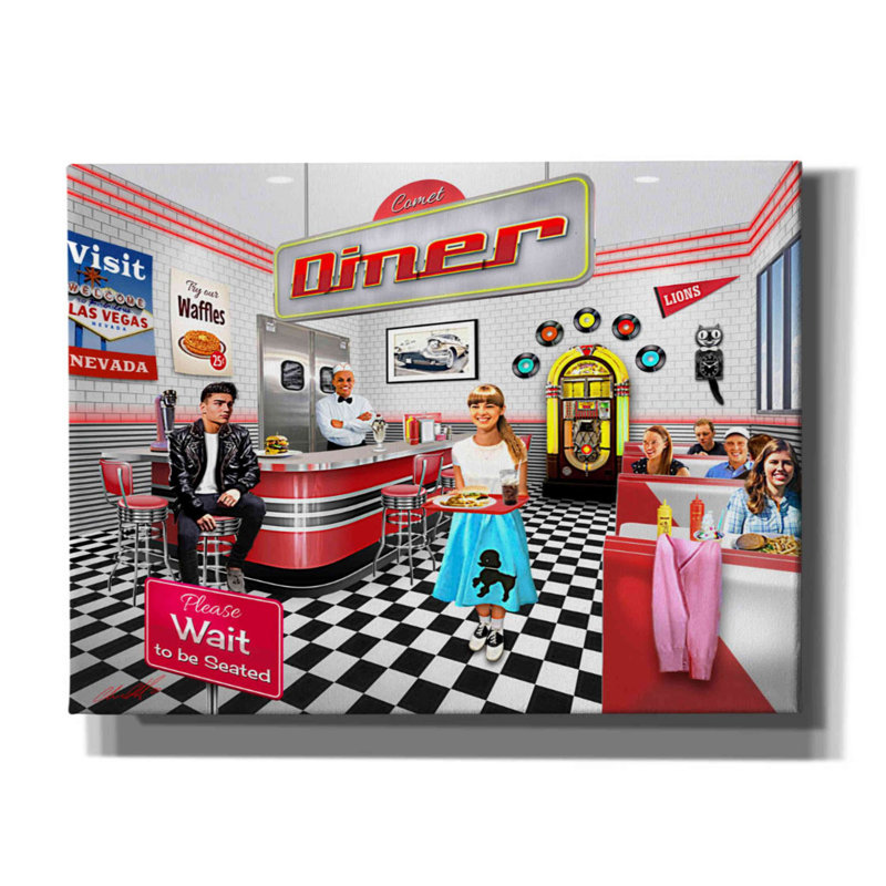 Red Barrel Studio® «37 Comet Diner» par Chris Dobrowolski, H 12 po x l 16 po x P 0,75 po