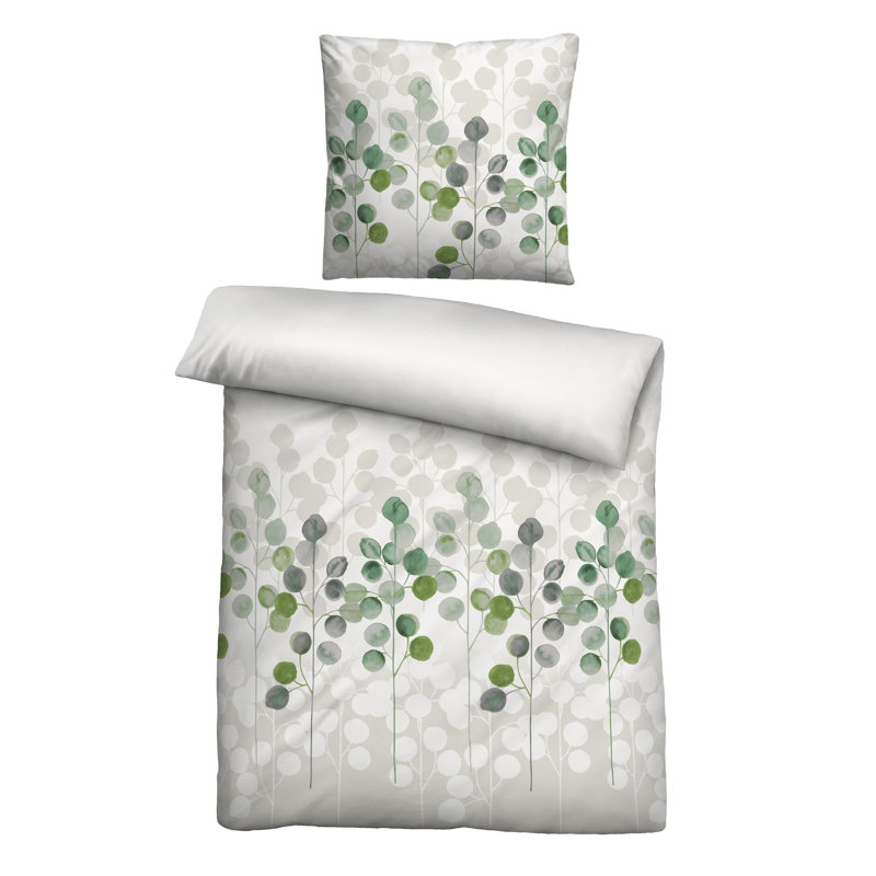 Floral Duvet Cover Set with Pillowcases, 200 x 200cm - 2 cushions (80 x 80cm), Pistachio Green