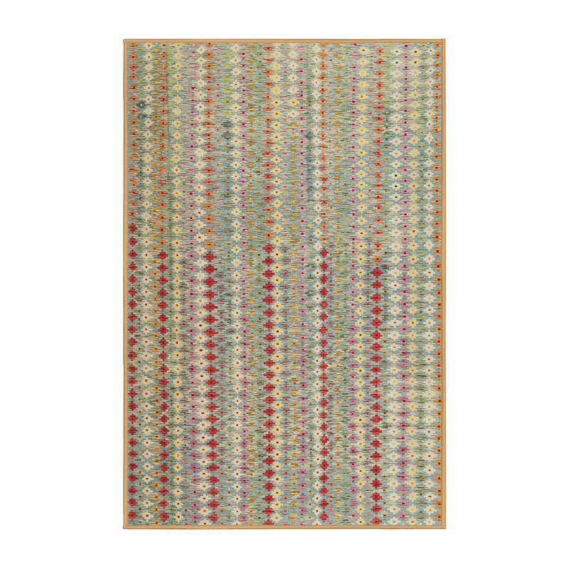 Tapis abstrait beige / brun / bleu, Rectangle 5 pi x 7 pi