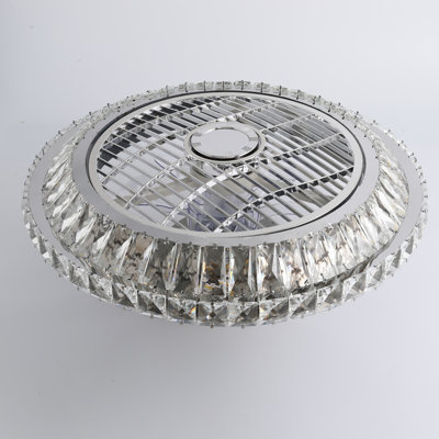 Aarie Crystal Bladeless Ceiling Fan Light,Ceiling Fan with Lights Remote Control,Low Profile Ceiling Fan