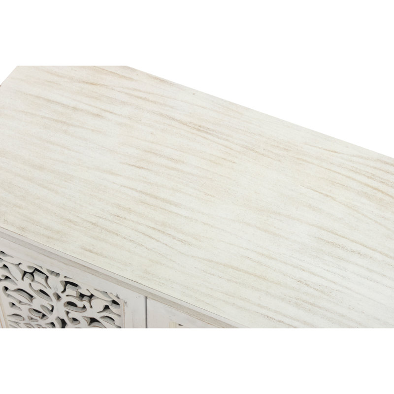 Buffet blanc antique et fabrication en bois massif pour le salon avec des détails sculptés de qualité