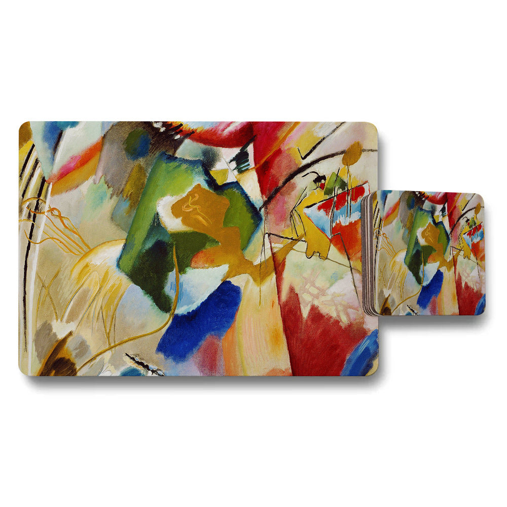 Colorful Abstract Placemat and Coaster Set for Dining Tables